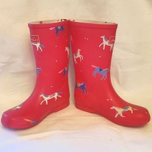 Joules Horse Rain Boots Kid sz3 Pink Never Worn